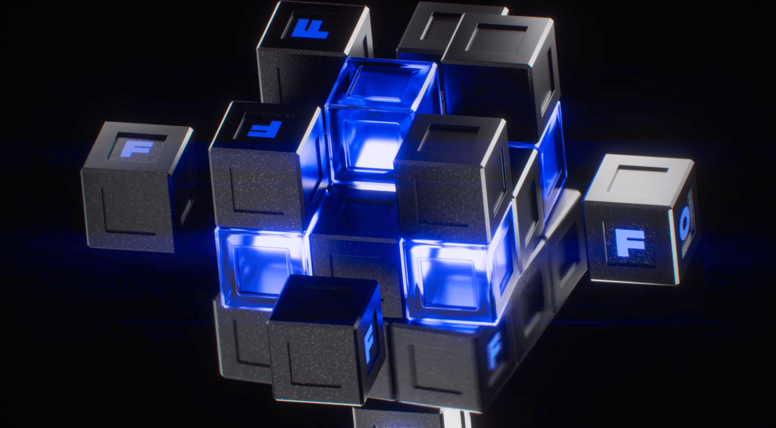 Futuristic 3D Animated Cube with Neon Effects